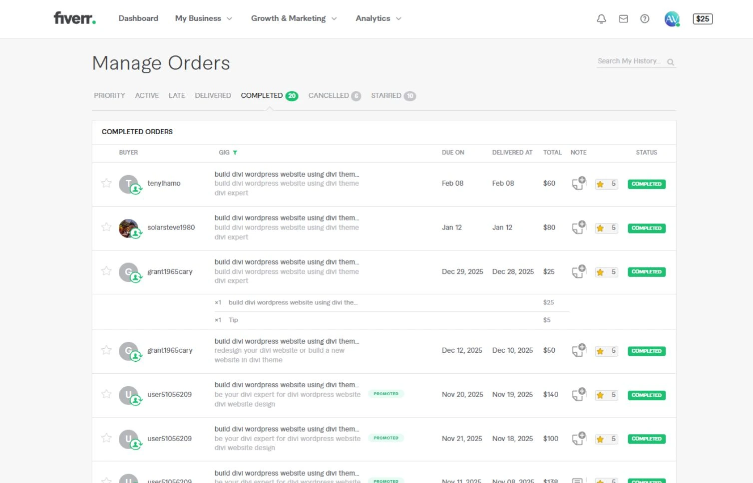 Explore his recent projects on Fiverr